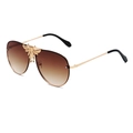 Gafas de sol aviador con lentes degradadas marrones y detalle de abeja dorada en el puente - Montura Dorada Degradado Té