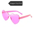 Frameless heart shaped sunglasses in trendy translucent dragon fruit pink finish - Dragon Fruit