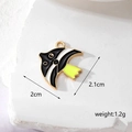 Detailed size view of colorful tropical fish pendant showing 2cm by 2.1cm dimensions - Yellow White Black Fish