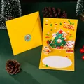 3D pop-up Christmas card set with yellow envelope featuring laser-cut festive reindeer scene - Yellow-Bear