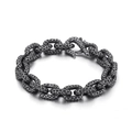Bracciale vintage da uomo in acciaio al titanio con texture martellata e chiusura a S - Nero Invecchiato Retrò (KB137021-BDJX)