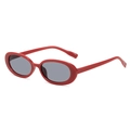 Gafas de sol ovaladas retro con montura roja brillante y cristales gris oscuro estilo vintage - Montura Roja Lente Gris