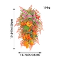 Herfst krans met pompoen, geruite strik en rode bessen, afmeting 50cm bij 35cm - Thanksgiving Pompoen Teardrop Swag