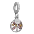 S925 sterling silver Tree of Life pendant with pink and yellow gemstones on white background - Pink and Yellow Rhinestone Tree of Life (004)