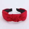 Elegant red knotted fabric headband with a wide design and a comfortable black non-slip lining - Dark Red