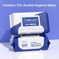 Bulk 75% alcohol sanitizing wipes in a portable lidded dispenser pack for daily cleaning - 80 Sheets Blue Bubble Design