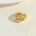 Anillo de corazón abierto ancho y minimalista con acabado dorado texturizado único - Color Oro 14K Geométrico (JZ0414)