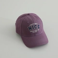 Detail of multi-colored 'NICE' letter embroidery on a high-quality purple cotton baseball cap - 52-54cm (3-8 Years) / Purple