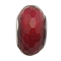 Sparkly dark red faceted large hole bead with silver-tone metal edges for DIY bracelets - Frosted Faceted Style (13287)