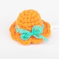 Miniature orange crochet pet hat with a mint green bow for hamsters and small animals - Orange Hat