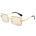 Frameless square sunglasses with yellow to coral gradient lenses and gold metal frame - Gold Frame Yellow Pink Lens