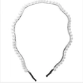 Elegant silver wavy headband with white faux pearls and anti-slip tips for women - Silver Base Wavy Artificial Pearl Style (677925)