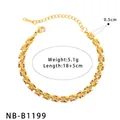 Bracciale a maglie H in acciaio inossidabile dorato con chiusura a moschettone e catenina - Bracciale a maglie H geometriche (NB-B1199)