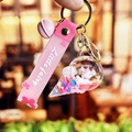 Pink unicorn liquid keychain with glitter acrylic ball and Little Fairy wrist strap - Ice Cream Unicorn-Pink