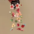 Handgefertigte 925er Silber Blumen-Ohrringe mit bunten Perlen und Harz-Blütenanhängern - 2# 925 Sterling Silber Ohrstecker - Bunt - Glasperlen Harz Blume Quaste Ohrringe