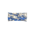 Blue boho twisted headband with white floral paisley pattern for running and yoga - Style 40 Yellow Floral
