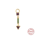 Anhänger aus 925er Sterlingsilber mit violettem Stein und grünen Akzenten - Gold Violett Grün Geometrisch (#40)
