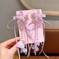 Exquisite purple flower hair clips with long ribbon tassels for fairy costume - Best Seller / 15# Purple Flower Ribbon Style (1 Pair)