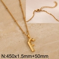 Gold plated stainless steel letter F pendant necklace with adjustable bean chain - Gold Letter F (KN287027-Z)