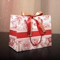 White floral gift bag with red lace patterns and elegant satin ribbon handle - Red Floral No Text / Small 18*16*10cm