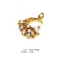 Golden moon charm pendant with white zircon inlays and triangular stone for jewelry DIY - Moon Star (3#)