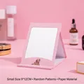 Portable pink foldable desktop makeup mirror, small 9x12cm size with dog print - Paper Random Pattern / Small 9x12cm