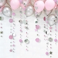 Pink and silver sparkling star and circle dot garland for birthday party decorations - Pink and Silver Star Circle Garland
