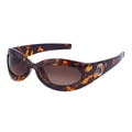Y2K sporty cycling sunglasses with tortoise shell oval frame and brown lenses - Leopard Print Gold Gradient Tea