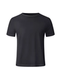 T-shirt Henley da uomo in cotone pesante nero, stile retrò slim fit con maniche corte e texture - S / Nero