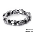 Bracciale vintage da uomo in acciaio inossidabile argento con incisioni a croce 215mm - Stile con Motivo Traforato Retrò (KB112928-BD)