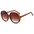 Retro oversized round sunglasses featuring amber frames and brown gradient lenses - Tea Frame Tea Lens