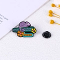 Enamel brooch pin featuring a purple chameleon with Extrovert text on a leafy branch - Chameleon Cactus Style (CZ0271-3)