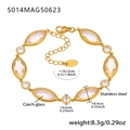 Detailed size specifications for gold stainless steel anklet with sparkling Czech glass - Marquise-Gold White Glass (S014)