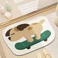 Tapis de bain en forme de chien sur skateboard de couleur beige et marron - 40*60cm / Chien Skateboard