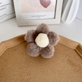 Sweet plush flower hair claw clip in brown and cream colors with a soft fluffy texture - Dark Coffee