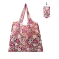 Foldable polyester shopping bag with floral print and portable carabiner storage pouch - 16kg / 38*58cm / Dense Floral (XC-52)