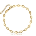 Minimalist 18K gold plated stainless steel coffee bean link chain bracelet with lobster clasp - 18+5cm (Gold)