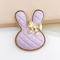 DIY purple checkered rabbit shoe charm with golden bow tie for clogs and phones - Light Purple