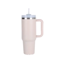 Pink 40oz stainless steel insulated travel mug with handle and reusable straw - 40oz / Rose Quartz