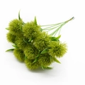 Detailed view of green artificial dandelion bouquet with realistic spiky plastic textures - Green