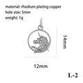 Silver unicorn pendant in rhodium plated copper for DIY necklace making - Unicorn/L-2