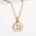 Collar minimalista de acero bañado en oro 18k con colgante de nácar y la letra D - Letra D
