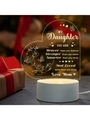 3D acrylic night light with daughter quote, rose design and white base for bedroom - To Daughter 2