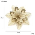 Hellgoldene 3-lagige künstliche Weihnachtsblume mit Glitzerrand Dekoration 19cm - Gold