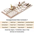 Champagne brushed texture jewelry display set with 23 pieces for rings and necklaces - Combination Y (White/Champagne, 23pcs)