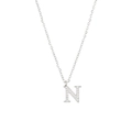 Silver letter N necklace with sparkling cubic zirconia on a delicate titanium steel chain - Silver-N