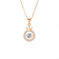 Elegante S925 Sterling Silber Krone Dancing Heart Halskette in Roségold-Finish - Weißer Zirkon / Roségold