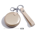 Mini miroir de maquillage pliable doré rond avec lanière en cuir beige et diamètre 6cm - Petit (6cm) / Or Clair