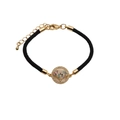 Adjustable black woven bracelet with golden pendant and colorful zircon heart pattern - Hollow Colorful Heart / Black