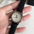 Quartz watch for women with black leather strap rose gold case and date display - Black Strap Gold Face (71321)